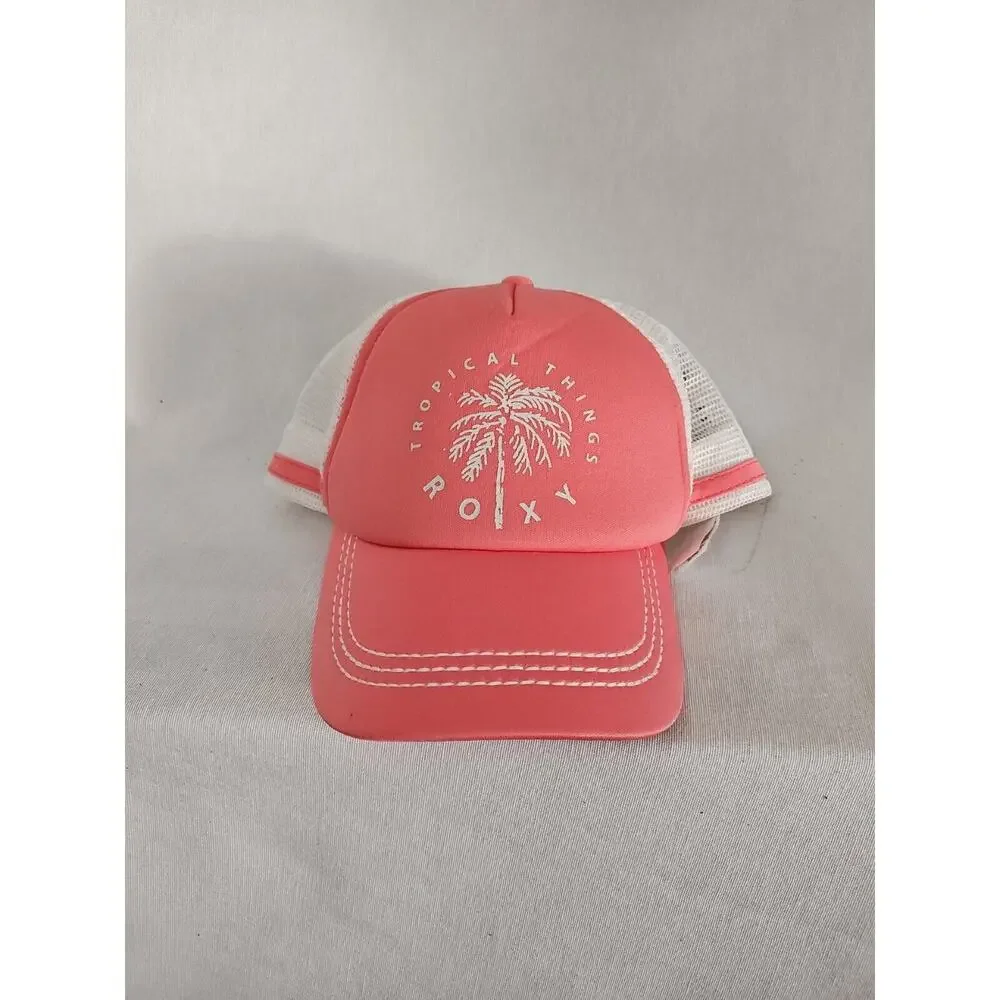 Roxy Lightweight Baseball‎ Hat Pink White Adjustable Summer Cap trucker Women's